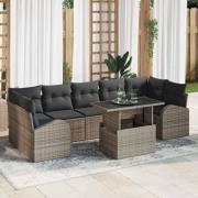 vidaXL Trädgårdsoffset 8 pcs Grå 100 x 55 x 73 cm Poly rattan