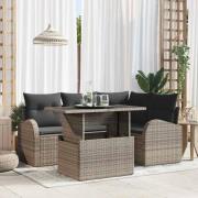 vidaXL Trädgårdsoffset 5 pcs Grå 100 x 55 x 73 cm Poly rattan