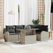 vidaXL Trädgårdsoffset 6 pcs Ljusgrå 100 x 55 x 73 cm Poly rattan