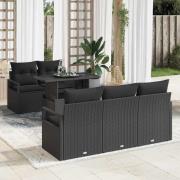 vidaXL Trädgårdsoffset med lagring 6 pcs Svart Poly rattan
