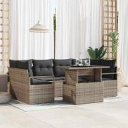 vidaXL Trädgårdsoffset med lagring 7 pcs Grå Poly rattan