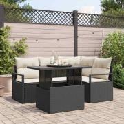 vidaXL Trädgårdsoffset med lagring 5 pcs Svart Poly rattan