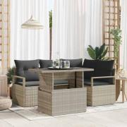 vidaXL Trädgårdsoffset med lagring 5 pcs Ljusgrå Poly rattan