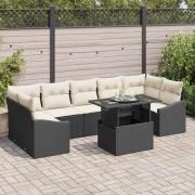 vidaXL Trädgårdsoffset med lagring 8 pcs Svart Poly rattan