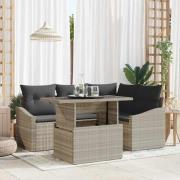 vidaXL Trädgårdsoffset med kudde 5 pcs Beige Grå 100 x 55 x 73 cm