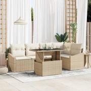 vidaXL Trädgårdsoffset med kudde 6 pcs Beige, Kräm 100 x 55 x 73 cm