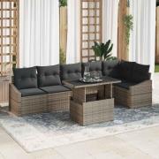 vidaXL Trädgårdsoffset med kudde med kudde 7 pcs Grå 100 x 55 x 73 cm