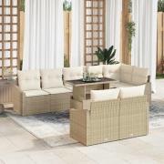 vidaXL Trädgårdsoffset 9 pcs Beige och gräddfärgad 100 x 55 x 73 cm