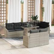 vidaXL Trädgårdsoffset med kudde 9 pcs Grå Beige 100 x 55 x 73 cm