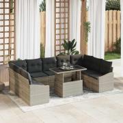 vidaXL Trädgårdsoffset 10 pcs Beige, Mörkgrå 100 x 55 x 73 cm