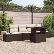 vidaXL Trädgårdsoffset 5 pcs Brun, krämfärgad 100 x 55 x 73 cm