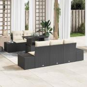 vidaXL Trädgårdsoffset med kudde 6 pcs Svart, Grädde 100 x 55 x 73 cm