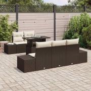 vidaXL Trädgårdsoffset med kudde 6 pcs Brun och Kräm 100 x 55 x 73 cm