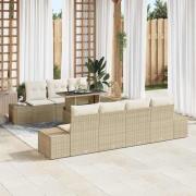 vidaXL Trädgårdsoffset med kudde 8 pcs Beige, Kräm 100 x 55 x 73 cm