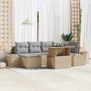 vidaXL Trädgårdsoffset med lagring 7 pcs Beige Poly rattan