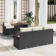 vidaXL Trädgårdsoffset med lagring 6 pcs Svart Poly rattan