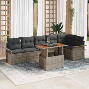 vidaXL Trädgårdsoffset med lagring 7 pcs Grå Poly rattan