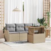 vidaXL Trädgårdsoffset med lagring 5 pcs Beige Poly rattan