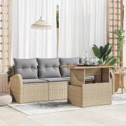vidaXL Trädgårdsoffset med lagring 5 pcs Beige Poly rattan