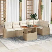 vidaXL Trädgårdsoffset med lagring 7 pcs Beige Poly rattan