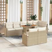 vidaXL Trädgårdsoffset med lagring 9 pcs Beige Poly rattan