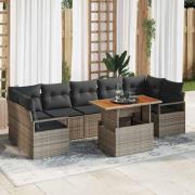 vidaXL Trädgårdsoffset med lagring 8 pcs Grå Poly rattan