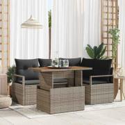 vidaXL Trädgårdsoffset med lagring 5 pcs Grå Poly rattan