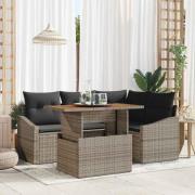 vidaXL Trädgårdsoffset med lagring 5 pcs Grå Poly rattan