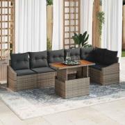vidaXL Trädgårdsoffset med lagring 7 pcs Grå Poly rattan
