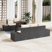 vidaXL Trädgårdsoffset med lagring 6 pcs Svart Poly rattan