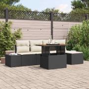 vidaXL Trädgårdsoffset med lagring 6 pcs Svart Poly rattan