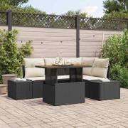 vidaXL Trädgårdsoffset med lagring 5 pcs Svart Poly rattan