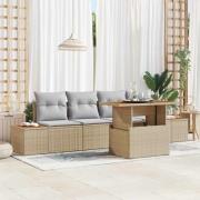 vidaXL Trädgårdsoffset med lagring 5 pcs Beige Poly rattan