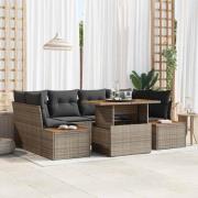 vidaXL Trädgårdsoffset med lagring 7 pcs Grå Poly rattan