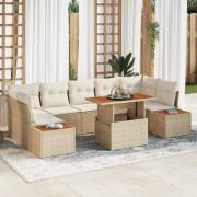 vidaXL Trädgårdsoffset med lagring 8 pcs Beige Poly rattan