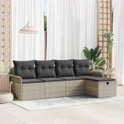 vidaXL Trädgårdsoffset 5 pcs Ljusgrå 251 x 117 x 85 cm Poly rattan