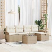 vidaXL Trädgårdsoffset 6 pcs beige och gräddvit 251 x 117 x 85 cm