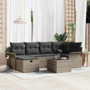 vidaXL Trädgårdsoffset 7 pcs Grå 242.5 x 132.5 x 85 cm Poly rattan