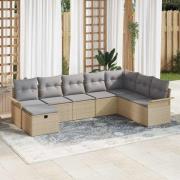 vidaXL Trädgårdsoffset 8 pcs beige och ljusgrå 297.5 x 187.5 x 85 cm