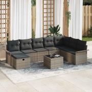 vidaXL Trädgårdsoffset 9 pcs Grå 297.5 x 187.5 x 85 cm Poly rattan