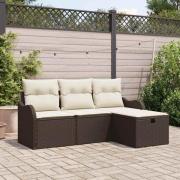vidaXL Trädgårdsoffset 4 pcs Brun och gräddvit 176 x 117 x 85 cm