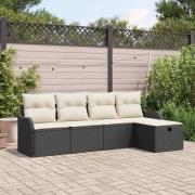 vidaXL Trädgårdsoffset 5 pcs Svart och gräddvit 231 x 117 x 85 cm