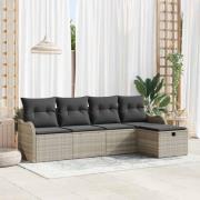 vidaXL Trädgårdsoffset 5 pcs Ljusgrå 231 x 117 x 85 cm Poly rattan