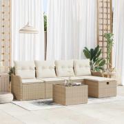 vidaXL Trädgårdsoffset 6 pcs beige och gräddvit 231 x 117 x 85 cm