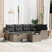 vidaXL Trädgårdsoffset 7 pcs Grå 232,5 x 122,5 x 85 cm Poly rattan