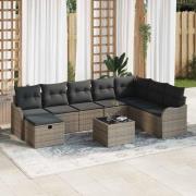 vidaXL Trädgårdsoffset 9 pcs Grå 287,5 x 177,5 x 85 cm Poly rattan