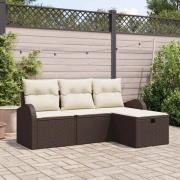 vidaXL Trädgårdsoffset 4 pcs Brun och gräddvit 179 x 117 x 85 cm