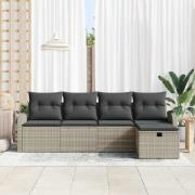 vidaXL Trädgårdsoffset 5 pcs Ljusgrå 234 x 117 x 85 cm Poly rattan