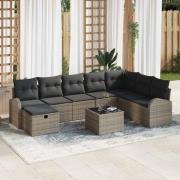 vidaXL Trädgårdsoffset 9 pcs Grå 289 x 179 x 85 cm Poly rattan