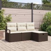vidaXL Trädgårdsoffset 4 pcs Brun och gräddvit 175 x 117 x 85 cm